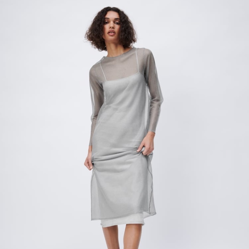 Zara "SEMI-SHEER KNIT DRESS"